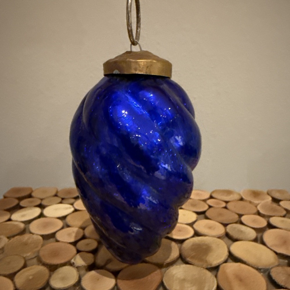 Blue‎ Glass Christmas Ornament Reproduction Kugel
